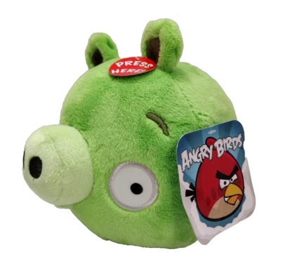 2010 Angry Birds BAD PIGGIE 7" Green Pig Stuffed Plush Toy NO SOUND New w/ Tags! - Image 1 of 4
