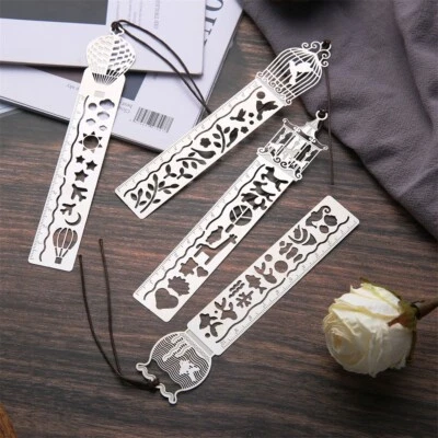 1/4Pcs Ruler Bookmark Metal Fish Tank/Bird Cage/Hot Balloon/Carousel Portable - Bild 1 von 4