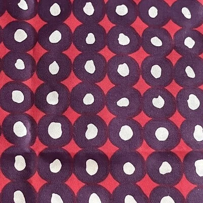 "Pañuelo geométrico de colección con círculos de acetato rojo crema azul marino 22,5""" Foto 1 de 4