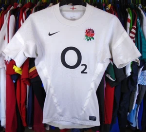 ENGLAND 2011-2012 HOME NIKE TIGHT FIT RUGBY SHIRT JERSEY TOP SMALL ADULT - Picture 1 of 7