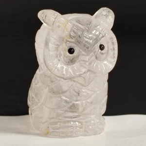 Natural crystal quartz mineral stone, hand carved, owl - Picture 1 of 10