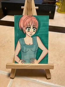 ACEO Original Mixed Media Painting Art Card ATC Pinup girl #327 - Picture 1 of 1