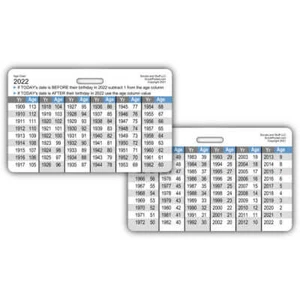 Tabla de cálculo de edad Horz tarjeta de insignia paramédico médico EMT EMS RN enfermera - Imagen 1 de 1