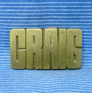 CRAIG Belt Buckle Iconic 70s Cut Out Brass Name Vtg Baron Taiwan .TYC310 - Picture 1 of 7