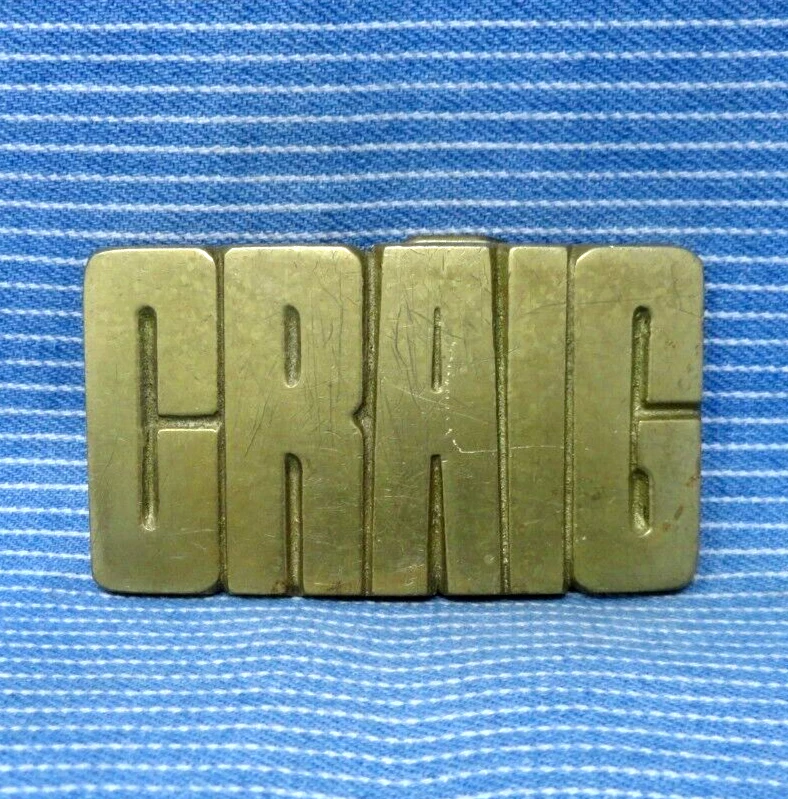 Пряжка для ремня CRAIG Iconic 70-е вырез из латуни имя винтажный Baron Тайвань .TYC310 - Изображение 1 из 4
