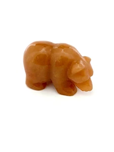 Statuina orso intagliato pietra preziosa avventurina gialla naturale, 27,3 g (1 oz) - Foto 1 di 1