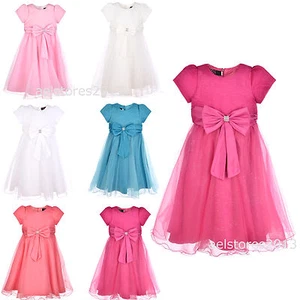 Girls Wedding Dress Flower Party Formal Bridesmaid Dresses Pink Blue 2 - 6 Years - Picture 1 of 14