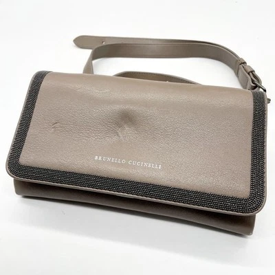Bolso Bandolera Brunello Cucinelli Cuero Cartera Gris Foto 1 de 4
