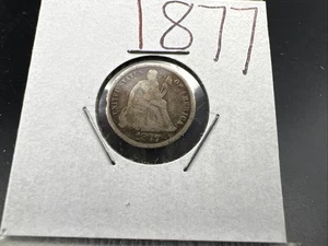 1877 10c Liberty Seated Dime Coin AG About Good Circulated - Picture 1 of 7