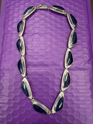 ❤️Vintage J Come Mexico Tc 38 970 Sterling Silver Chunky Inlay Tribal Necklace - Image 1 of 4