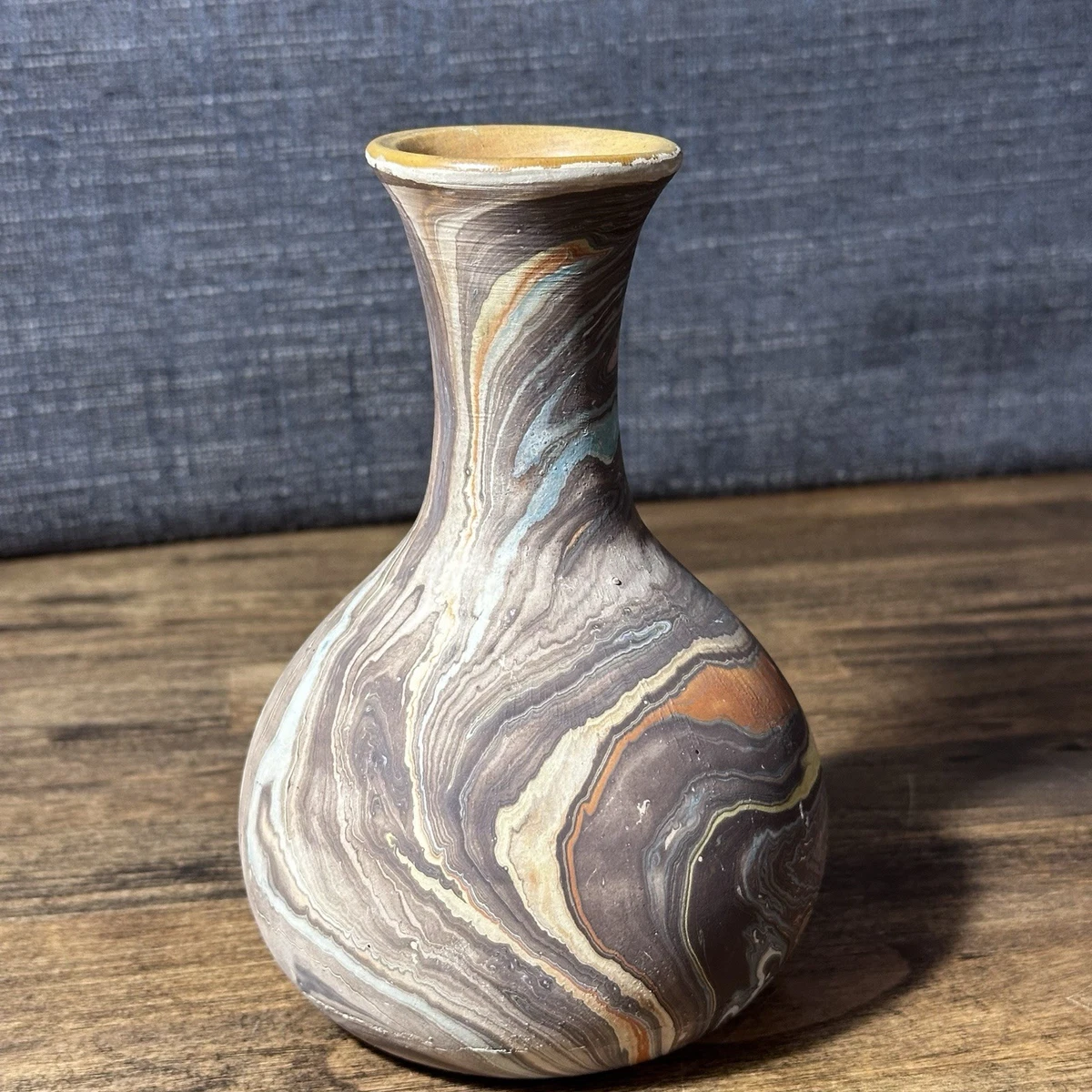 NEMADJI POTTERY made in USA ネマジ アンティーク VINTAGE】Nemadji Pottery Flower Base ”Made In USA