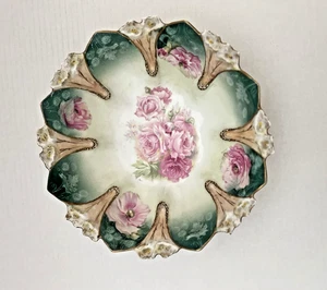 RS Preußen Schale 10 1/4" rosa Blumen gewellter Rand - Narzissen - Bild 1 von 6