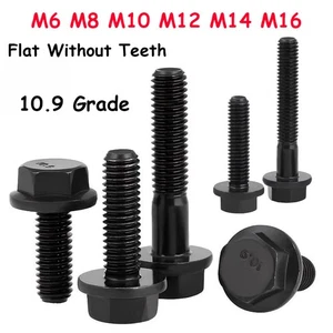 M6-M16 Flat Without Teeth Grade 10.9 Flange External Hexagonal Bolts Screws - Picture 1 of 7