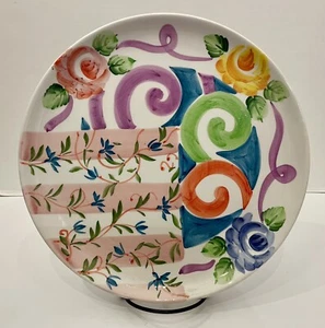 Set di piatti (4) italiani dipinti a mano motivo floreale vite 10 3/4" bellissimi K3 - Foto 1 di 11