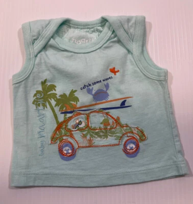 Naartjie мальчиков 100% хлопок бирюзовый ладони жук Appliqué Майка рубашка новорожденного 0-7 фунтов - Изображение 1 из 3