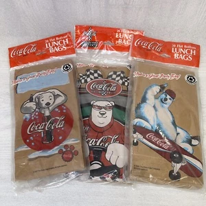 Vintage Coca-Cola Paper Lunch Bags Polar Bears NASCAR Double Sided 60 Count Y2K - Picture 1 of 12