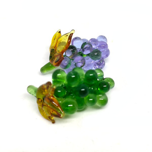 Mini Vegetables & Fruit #7 2pcs Grapes hand blown art decorative glass figures 