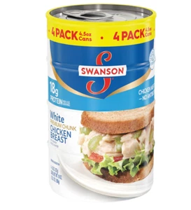 (4 Pack) Swanson White Premium Chunk Canned Chicken Breast in Water, 4.5 Oz - Picture 1 of 4