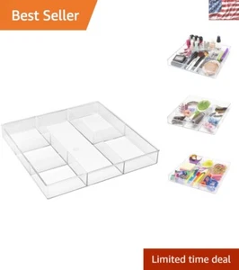 Elegant 6-Section Clear Drawer Organizer for Makeup & Accessories Storage - Picture 1 of 8