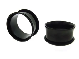 PAAR 9/16" 14MM SCHWARZ Single Flare Tunnel Stecker Körper Schmuck Messgeräte  - Bild 1 von 1