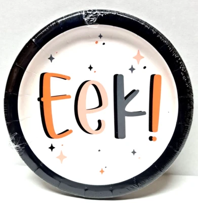 Plato de fiesta de papel redondo EEK! Halloween 6,8 pulgadas precintado 2 paquetes de 10 platos ea Foto 1 de 3