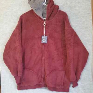 Hollister Jacke Damen groß kastanienbraun grau Vlies wendbar Shepra Hoodie - Bild 1 von 10