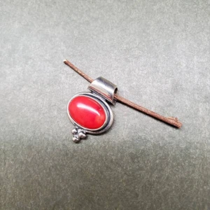 Wunderschöner Anhänger rote Koralle Edelstein 925 Sterling Silber Handarbeit S-38 - Bild 1 von 5