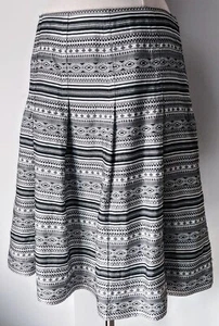 Nine West Silk Blend Size 12 Black White Gray Pleated Drop Waist Skirt - Picture 1 of 5