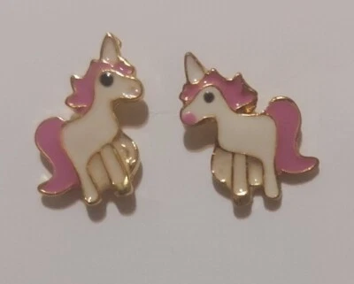 Unicorn Stud Earings Pink Mane And Tail - Image 1 of 4