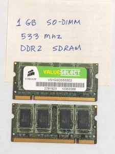 Corsair ValueSelect laptop memory 2 - VS1GSDS533D2 - DDR2-533mhz-PC2-4200 - Picture 1 of 3
