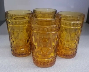 Colony Park Lane 6 OZ Juego de 4 vasos de jugo ámbar NUEVO vintage 1973 RARO - Imagen 1 de 8