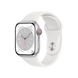 Apple Watch Series 8 [GPS + Cellular, 41 mm] - Boîtier en aluminium argenté avec blanc - Photo 1 sur 6