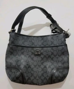 Coach Signature Peyton, Pocket Tote, Shoulder Bag, Purse, Zip Top Black/Gray - Picture 1 of 11