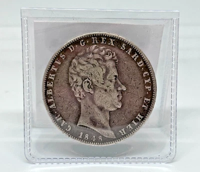 1848 Italy - Sardinia 5 Lire Silver Coin 0.900 - Image 1 of 2