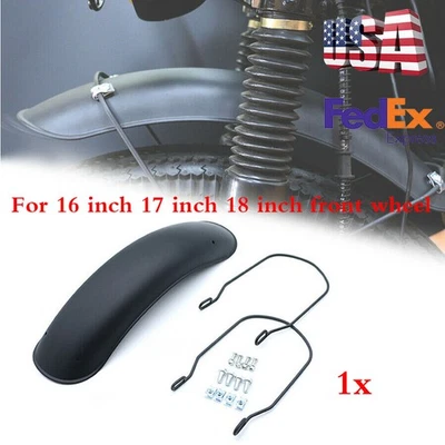 1x Black Metal Fender Protector Mudguard For 16"/17"/18" Front Wheel Motorcycle - Image 1 of 4