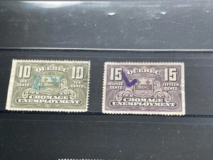 Zwei Quebec Kanada Arbeitslosenmarken gebraucht - Bild 1 von 5