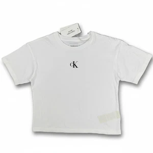 Calvin Klein Jeans Girls CK Logo Boxy T-Shirt Size 10 White Dropped Shoulder NWT - Picture 1 of 8