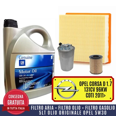 KIT TAGLIANDO OPEL CORSA D 1.7 CDTI 131CV 96KW 2011> 5 L LITRI LT OLIO OPEL 5W30 - Image 1 of 4
