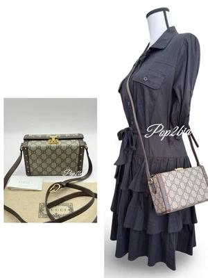 NEW Authentic Gucci GG Supreme Monogram Calfskin Mini Trunk Crossbody Bag - Image 1 of 4