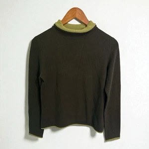 Kenar Sweater Women’s M 100% Cashmere Olive Green Mock Neck Long Sleeve Fall - Picture 1 of 3