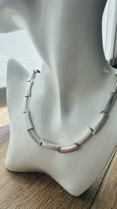 Pierre Lang Halskette Collier Kette Silber Matt Zirkonia Hochzeit Feier SELTEN - Bild 1 von 6