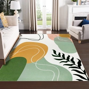 Alfombras verdes para sala de estar, alfombra de área 5x7, alfombra boho lavable, alfombra abstracta, centro... - Imagen 1 de 7