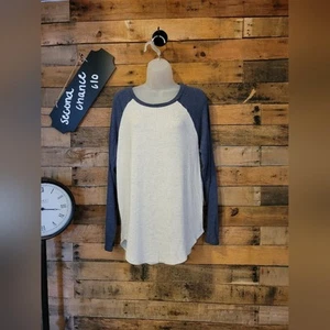 American Eagle women's blue and white baseball style top size M - Foto 1 di 11