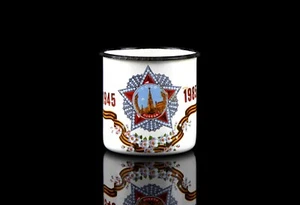 TAZA SOVIÉTICA VINTAGE ANIVERSARIO ESMALTE TAZA "Victoria de la URSS 1945 - 1985" - Imagen 1 de 7