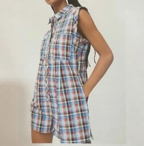 NWT Urban Outfitters Size M brown stripes Work  ROMPER oversized Funky, Skater - Picture 1 of 11