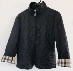 BURBERRY BRIT Jacket Medium Quilted Black Nova Check Lining 2000's Vintage - Picture 1 of 24