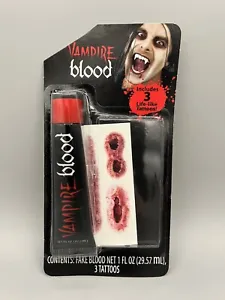 Fake Vampire Blood & 3 Life-like Bite Tattoos 1 fl oz - Picture 1 of 4