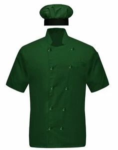 Chef Coat Half Sleeve Jacket Double Breasted Restaurant Kitchen Work Uniform - Picture 1 of 3