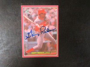1984 Donruss Action All Star # 16 Gary Redus Autograph / Signed Card Reds