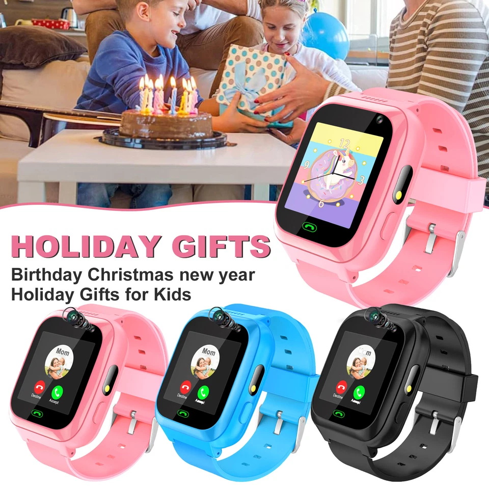 Kinder Smartwatch Musik-Player Kamera Spielen  GPS Tracker SOS Armbanduhr DE - Bild 1 von 4